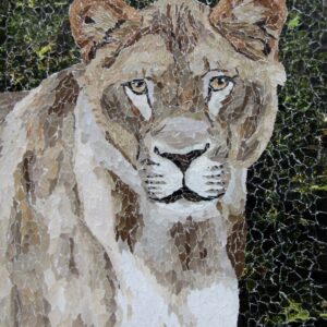 lioness torn paper collage