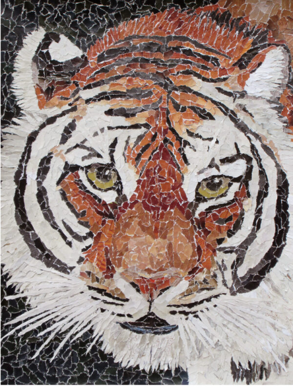 Tiger torn paper collage by Tamara Jaeger