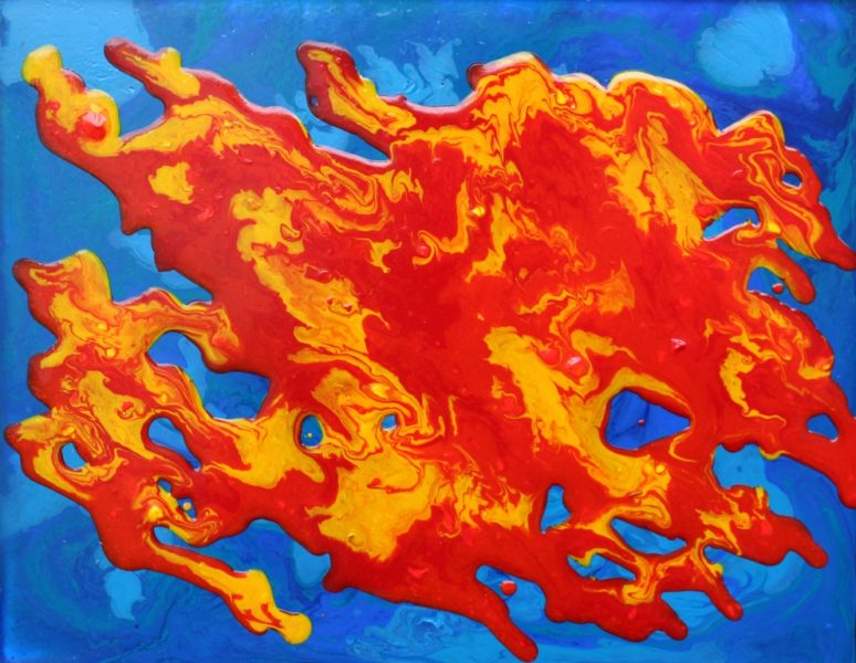 Mares of Diomedes acrylic poured painting by Tamara Jaeger