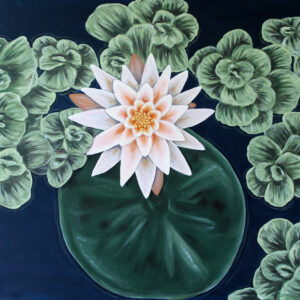 Waterlily with water lettuce oil painting by Tamara Jaeger