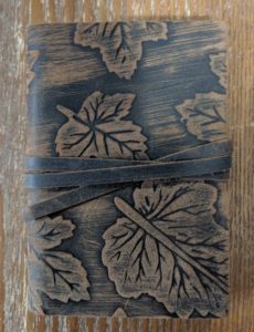 leaf-patterned leather sketchbook