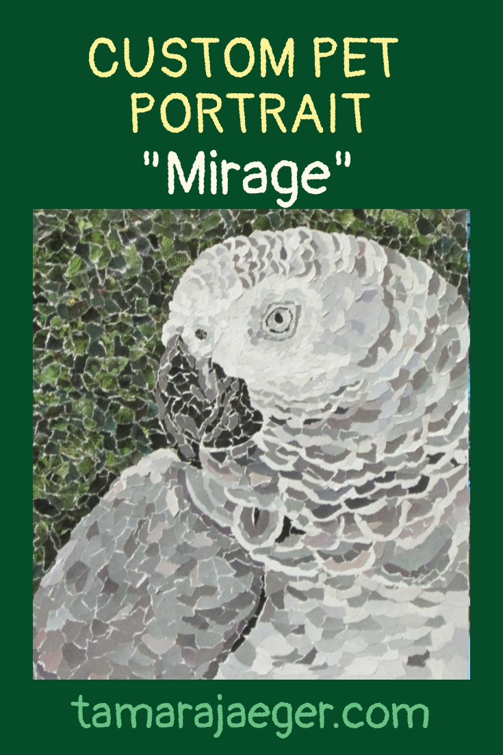 Mirage African Grey parrot custom pet portrait