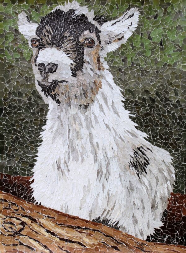 black and white goat torn paper collage by Tamara Jaeger