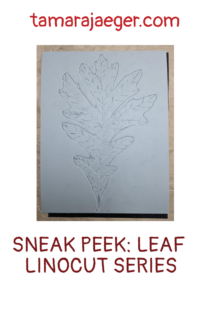 sneak peak leaf linocut series
