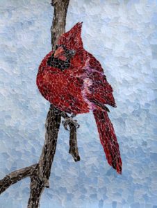 cardinal torn paper collage tamara jaeger