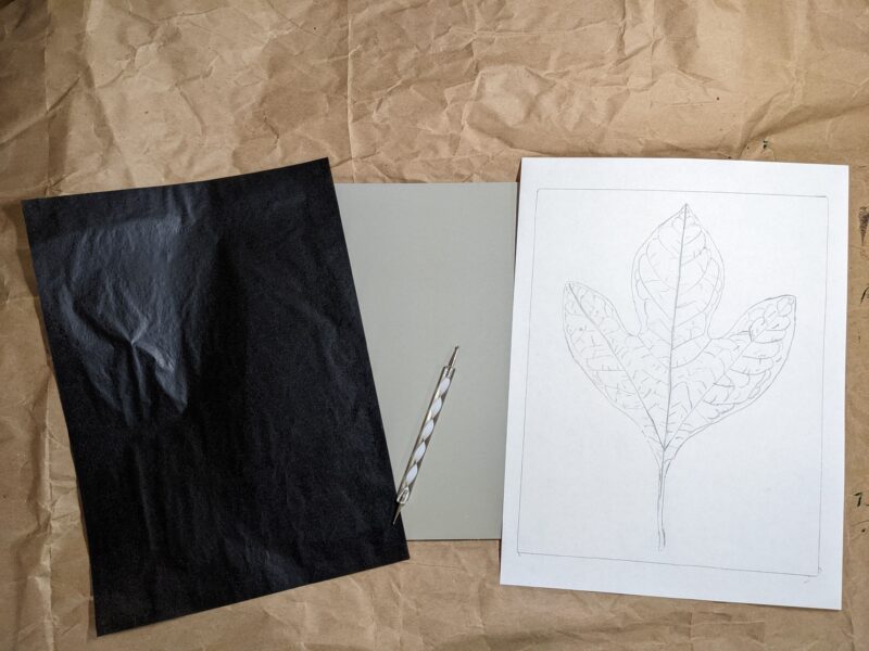 carbon paper transfer of sketch